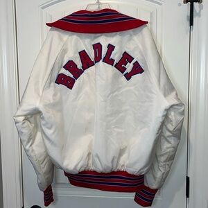 Vintage Bradley college collegiate bomber jacket snap close USA made XL